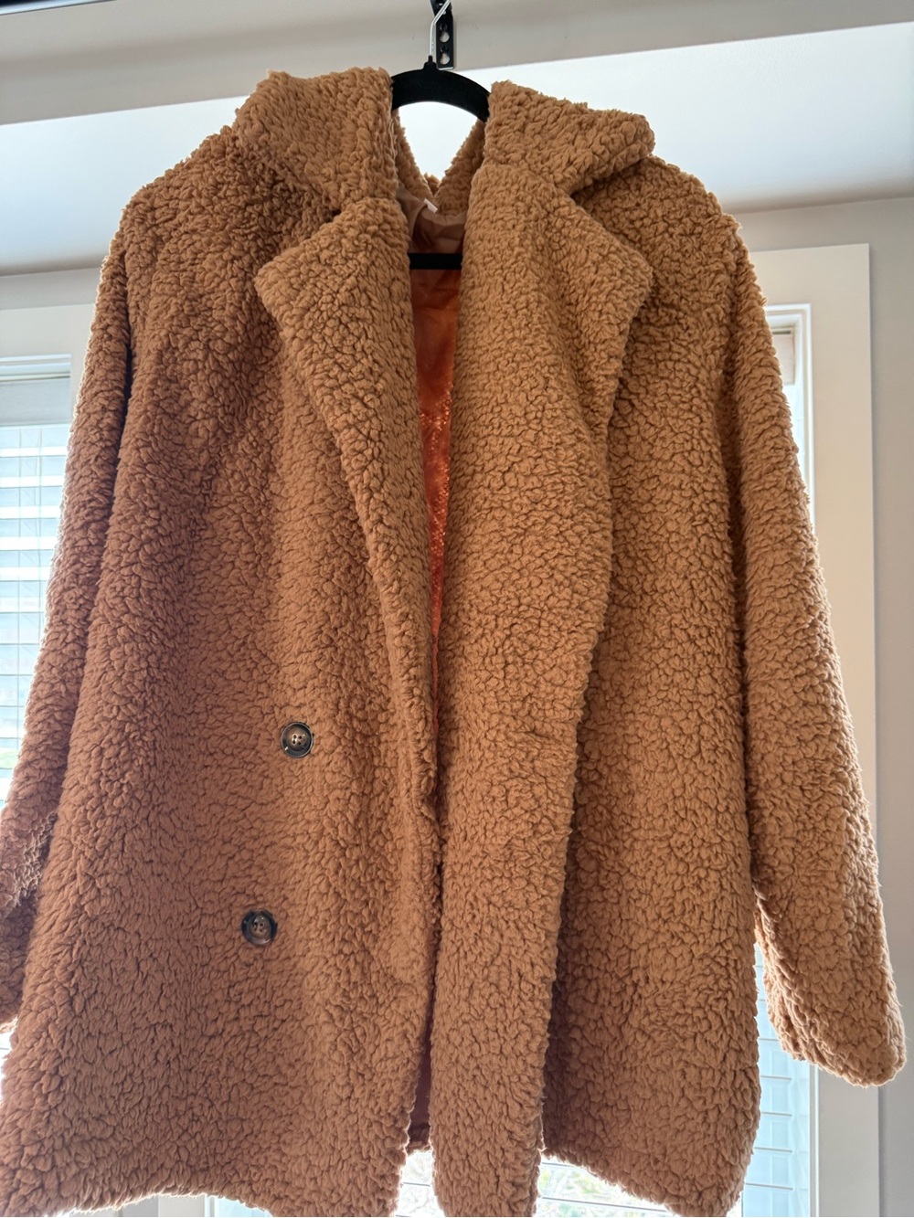 Teddy Faux-Sherpa Coat in Camel